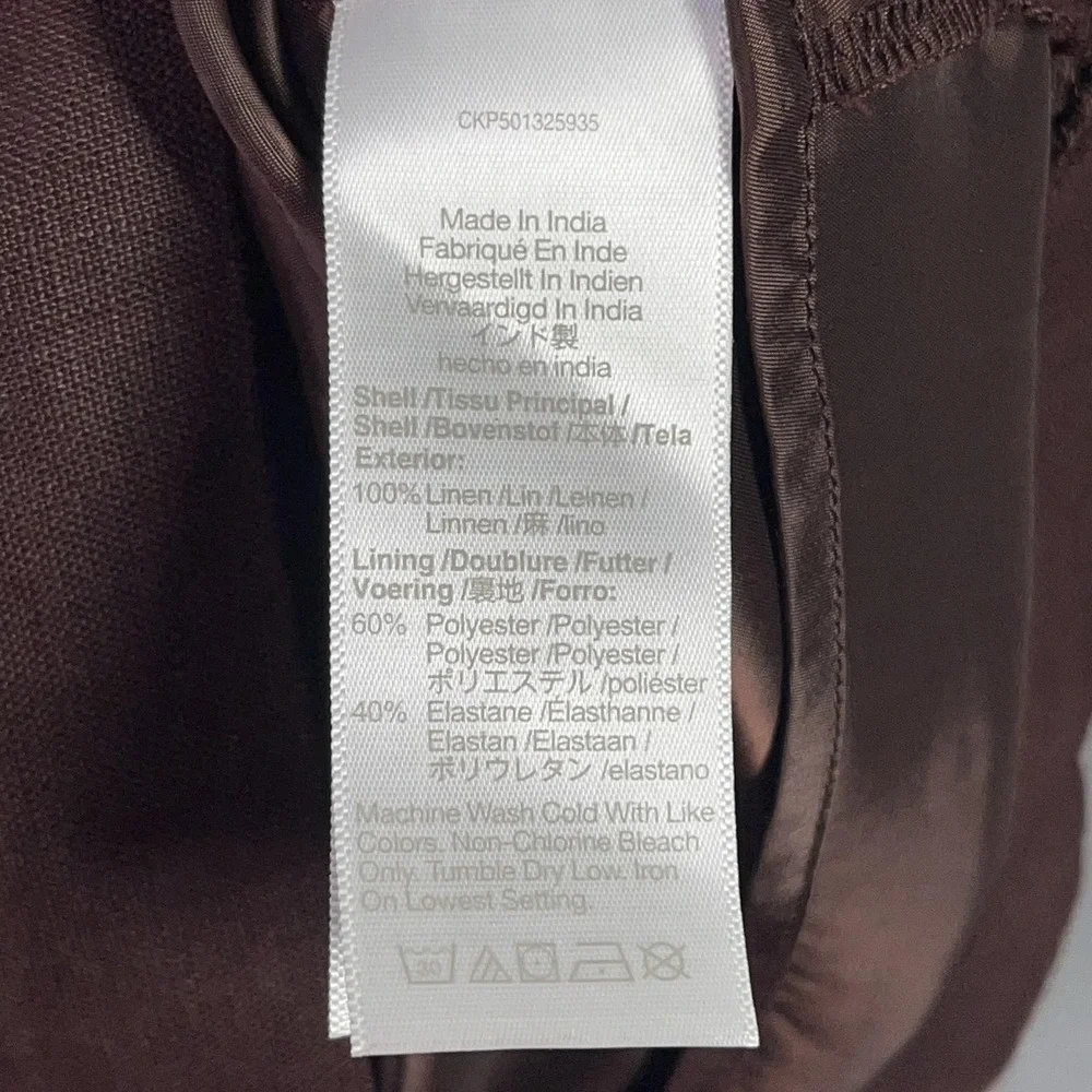 Madewell Pleated Linen Skirt Womens 12 Chocolate Raisin Brown Lined Academia NEW